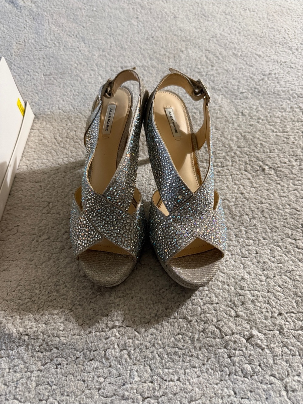 Alex Marie Sand Gold Lavonne Crystal Embellished Slingbacks Size 8M